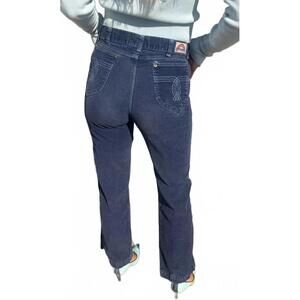 70s Wrangler High Waisted Wide Leg Corduroy Pants – Blue 27x29 Retro